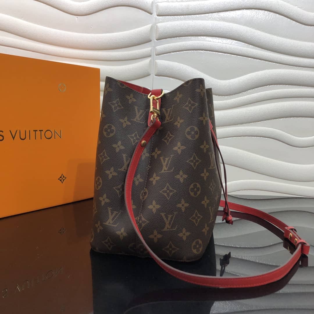 L0vis Vvtt0n Neonoe Replica Bucket Bag Brown Red M44020