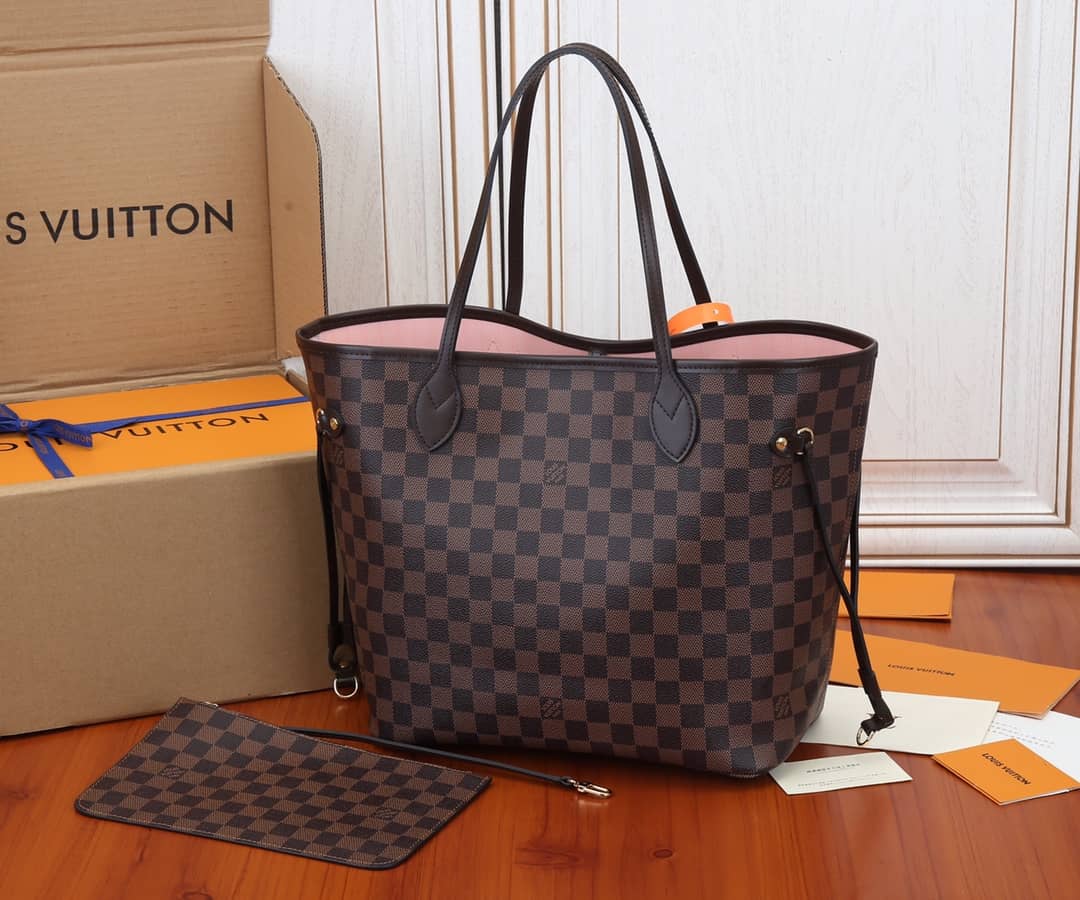 L0vis Vvtt0n Neverfull MM Damier Ebene Tote Replica Pink N41358