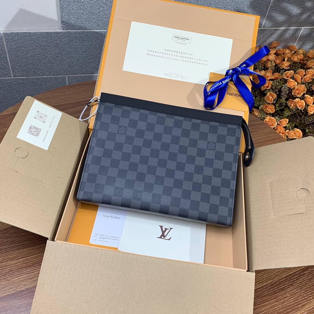L0vis Vvtt0n Pochette Voyage MM Damier Coated Canvas Clutch Replica N41696