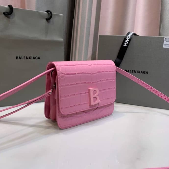 Ba1en*iaga Crocodile Embossed Box Replica Shoulder Bag