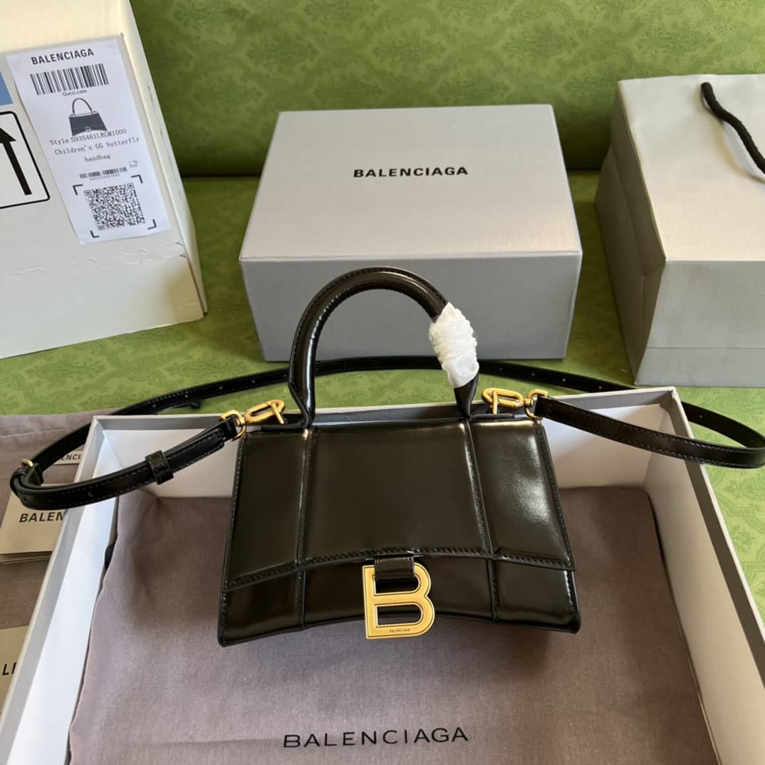 Ba1en*iaga Hourglass Leather Top Handle Replica Bag