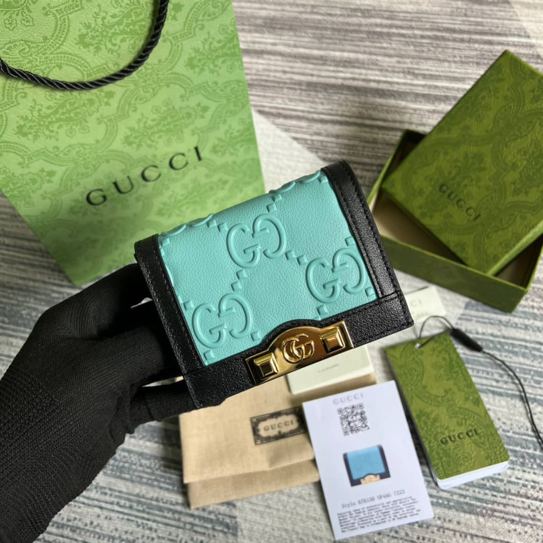 Gvc*1 GG Card Case Blue 676150 Replica Wallet