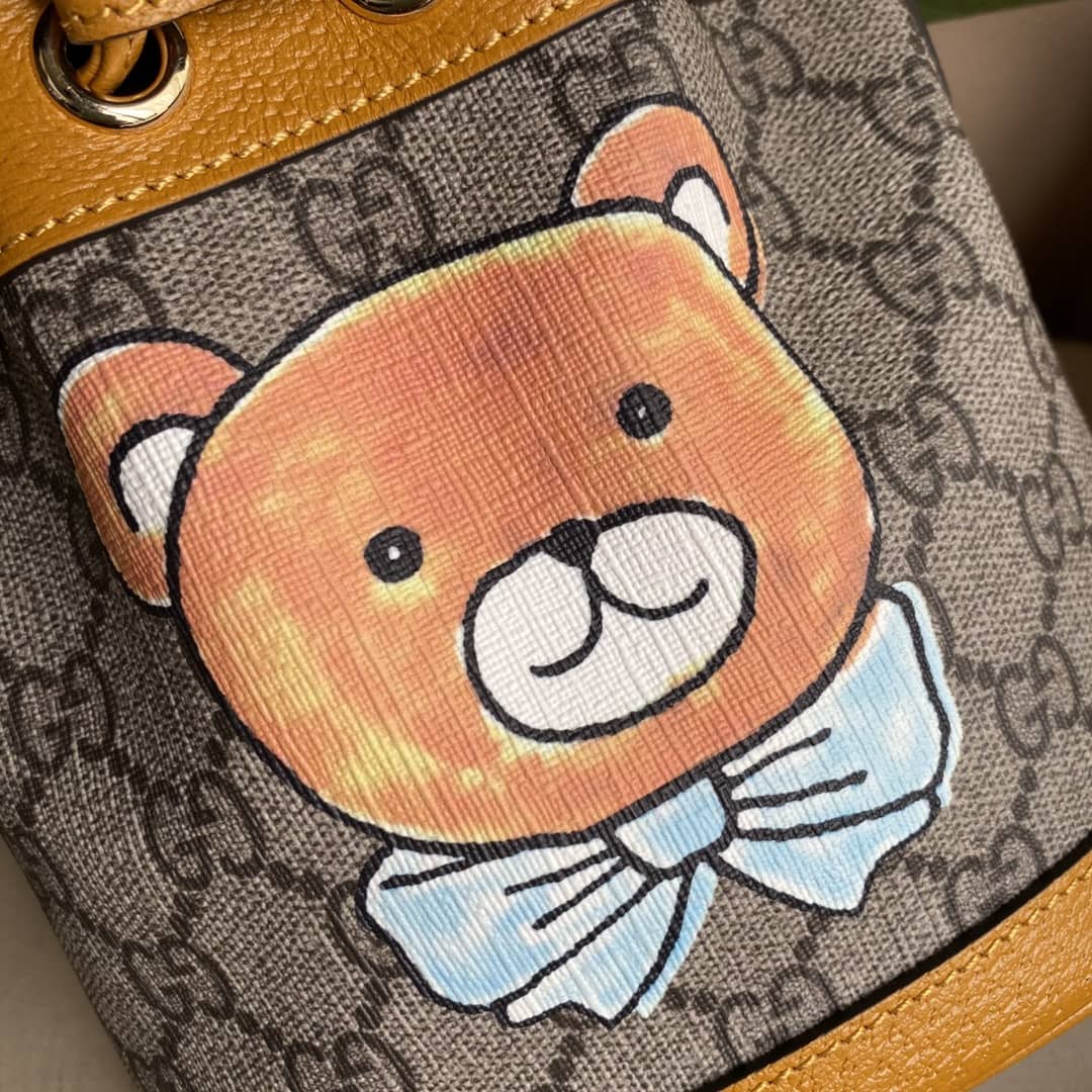 Gvc*1 Ophidia Logo GG Leather Bucket Bag Replica 660304