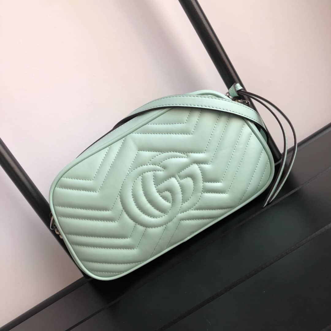 Gvc*1 GG Marmont Small Shoulder Handbag Camera Bag Replica Green 447632