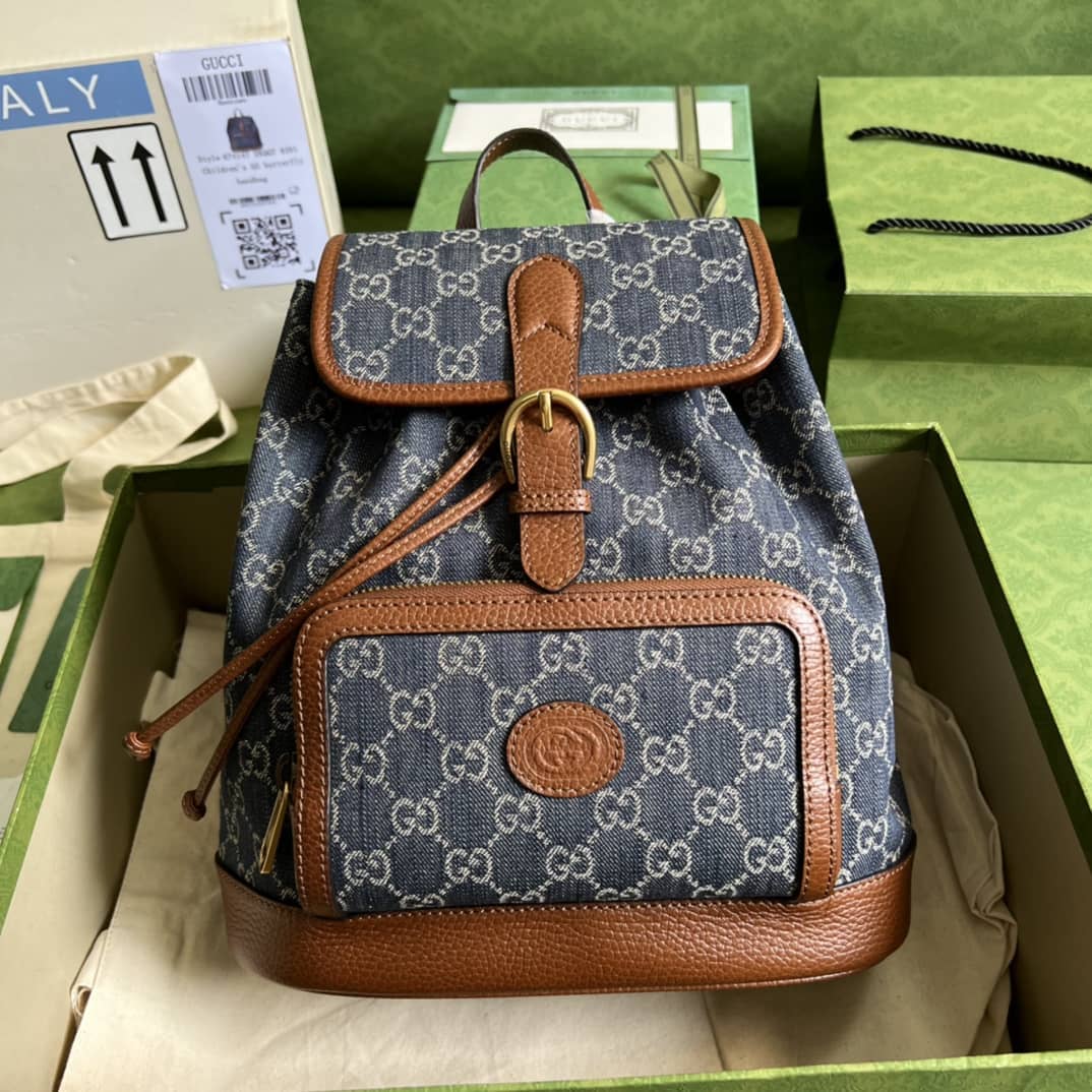 Gvc*1 Backpack With Interlocking G Blue 674147 Replica