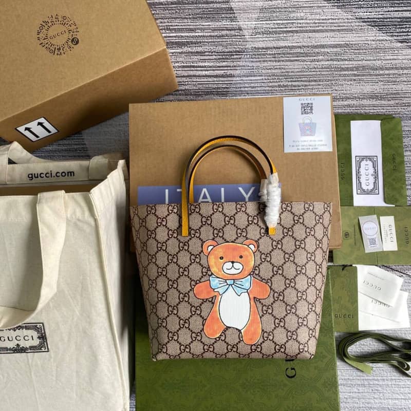 Gvc*1 Children GG Svp*me Canvas Replica Tote Brown 410812