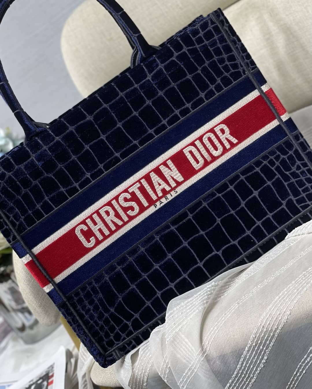 Chr1st1an D10r CD Book Embroidery Replica Tote