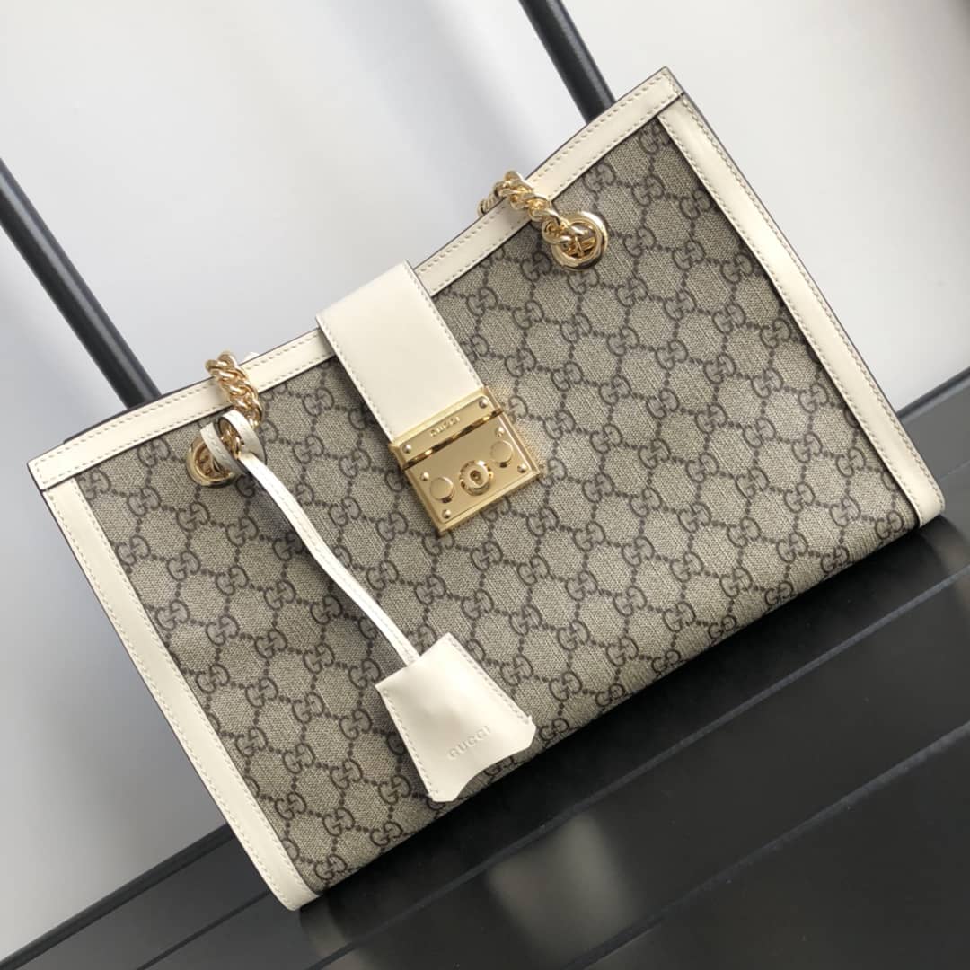 Gvc*1 Padlock Medium GG Svp*me Shoulder Bag Replica Gray White 479197