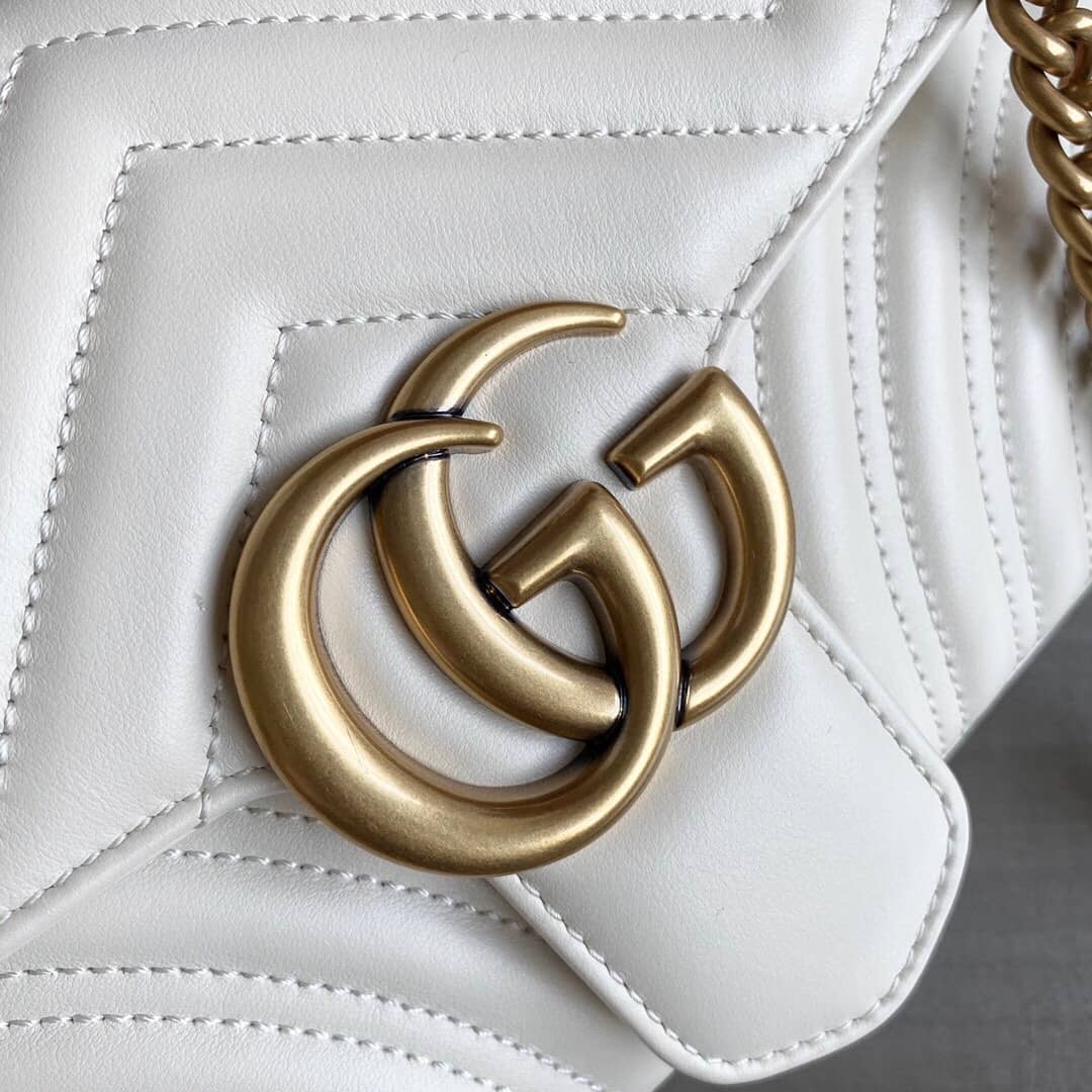 Gvc*1 GG Marmont Matelasse Shoulder Bag Replica White 443497