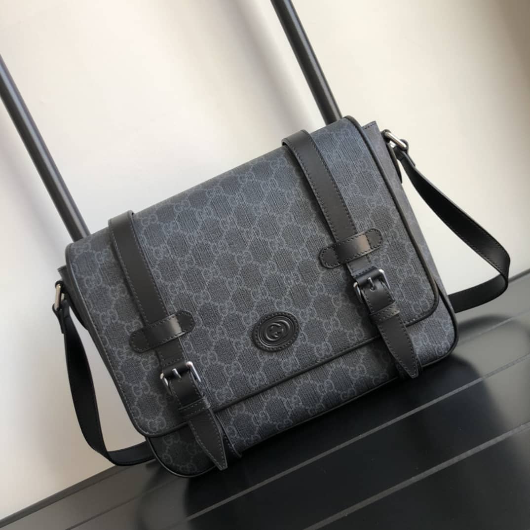 Gvc*1 GG Svp*me Canvas Messenger Bag Replica Black 658542