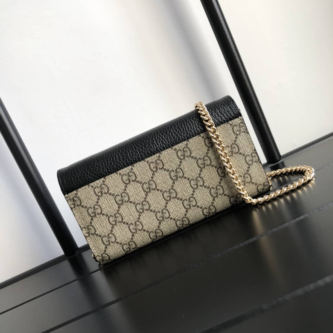 Gvc*1 GG Marmont Chain Wallet Replica Black Brown 546585