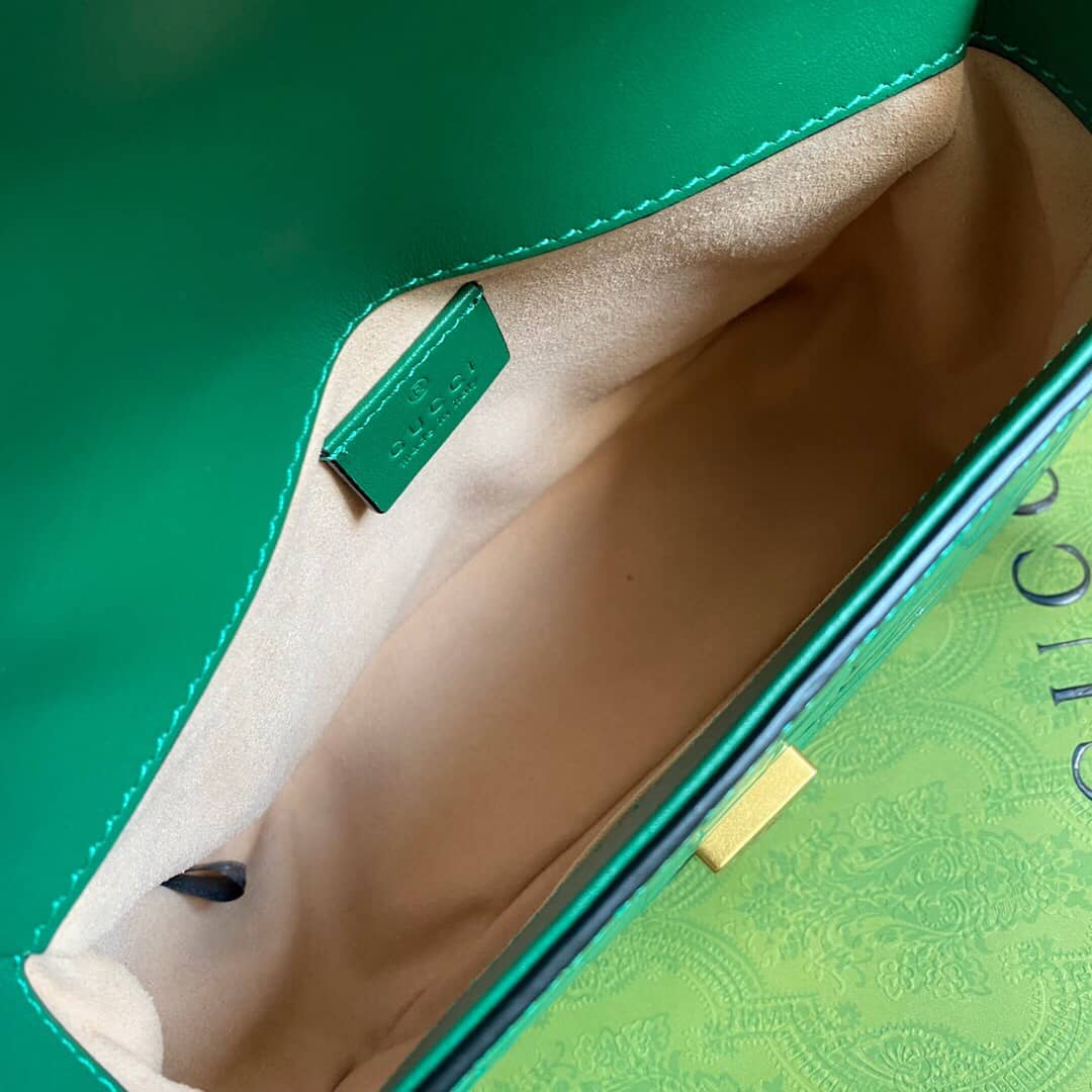 Gvc*1 GG Marmont Mini Leather Top Handle Bag Replica Green 547260