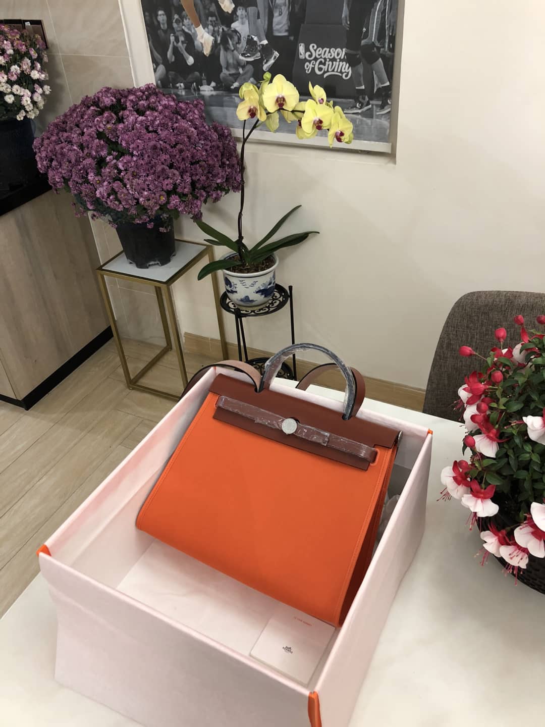 Replica H**me5 Birkin Bag 31 Canvas Leather HerBag