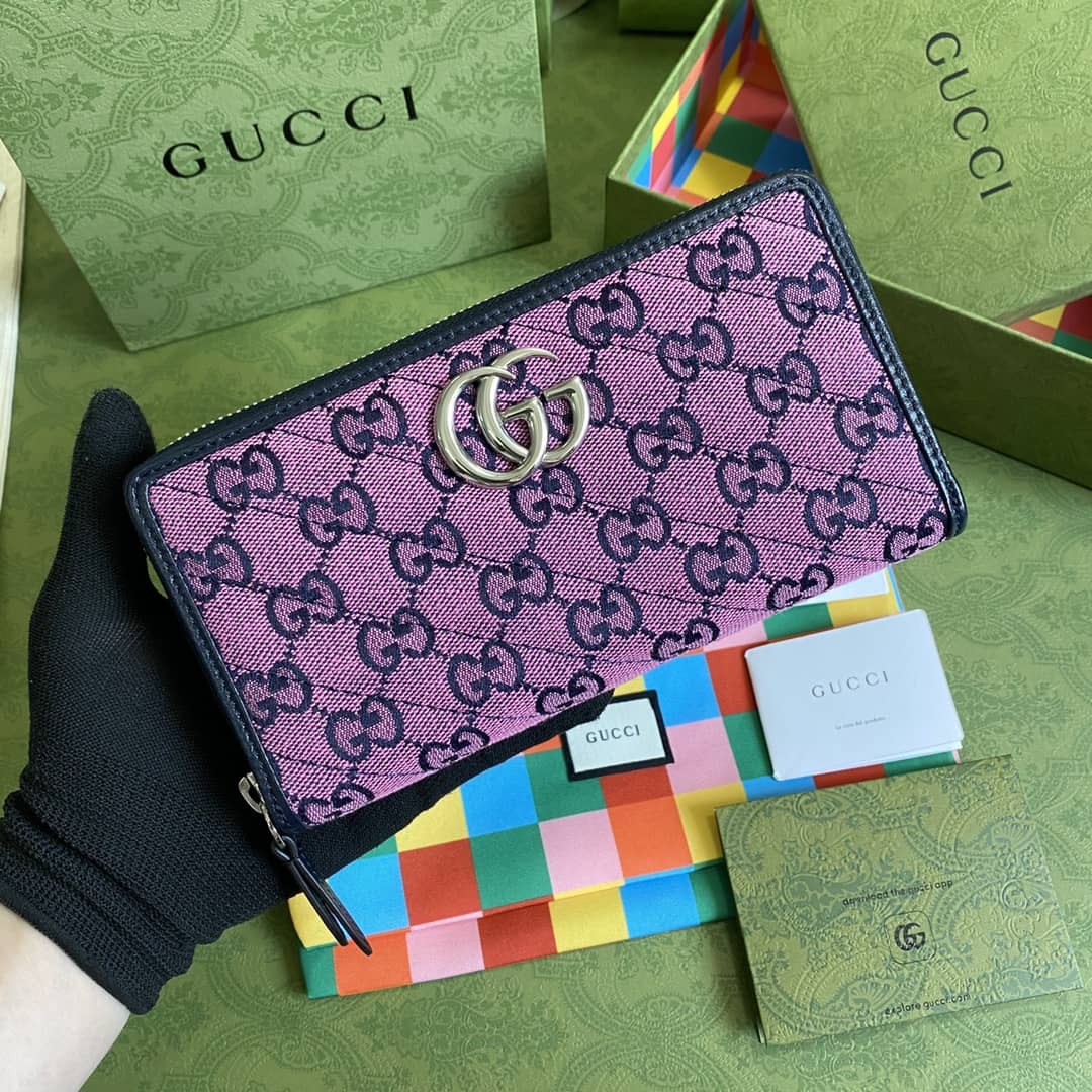 Gvc*1 GG Marmont Large Zip Around Wallet Replica 443123
