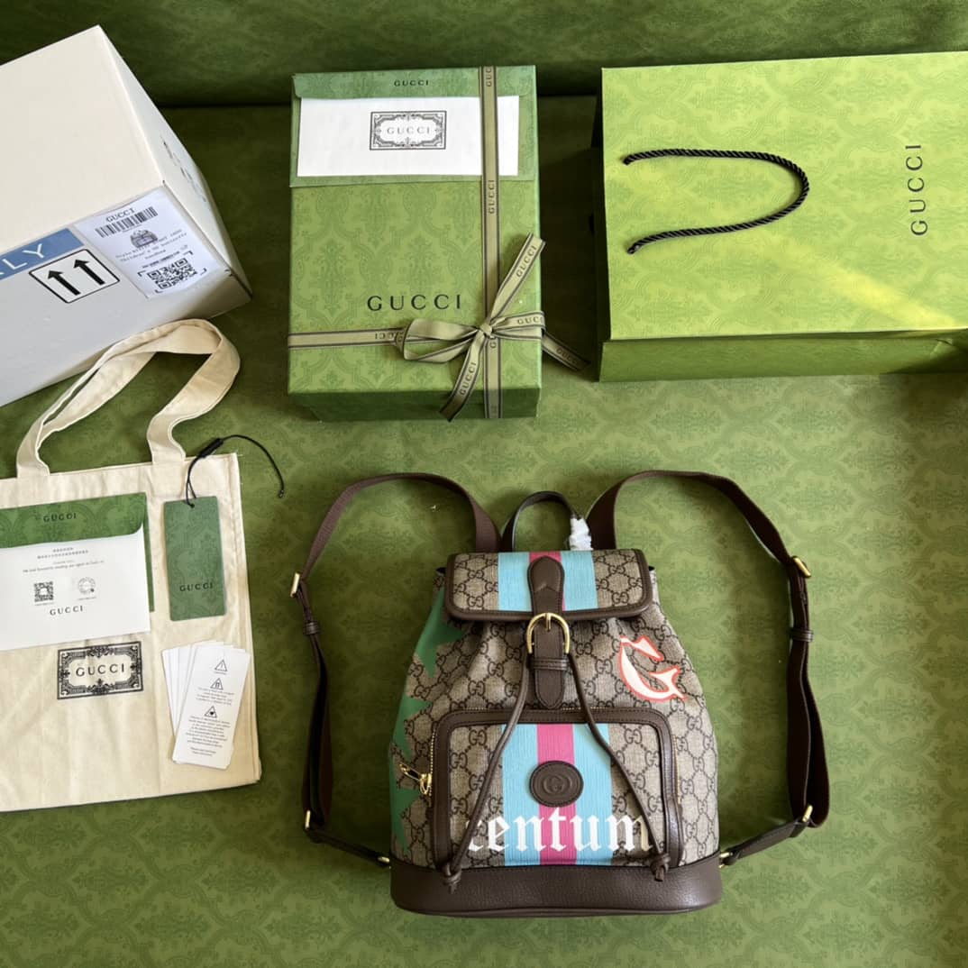 Gvc*1 Interlocking GG Svp*me Backpack Beige Replica 674147