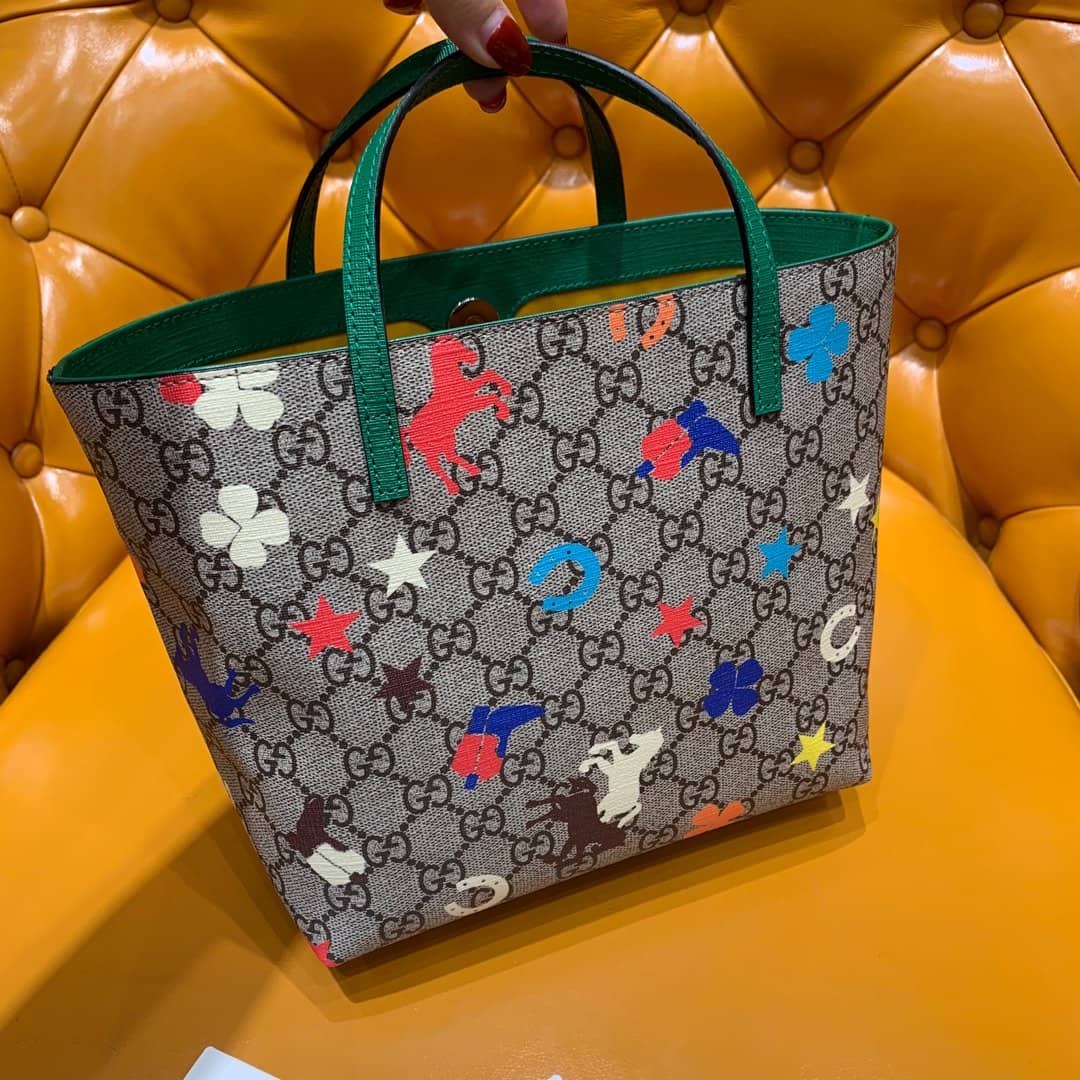Gvc*1 Children GG Svp*me Canvas Replica Tote Gray 410812
