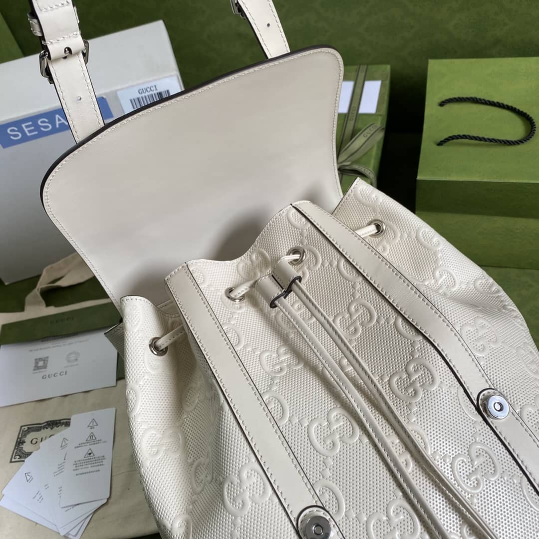 Gvc*1 GG Embossed Backpack Replica White 625770