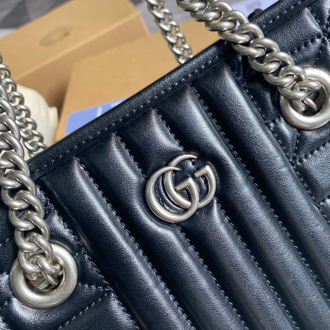 Gvc*1 GG Marmont Small Tote Bag Replica Black 681483