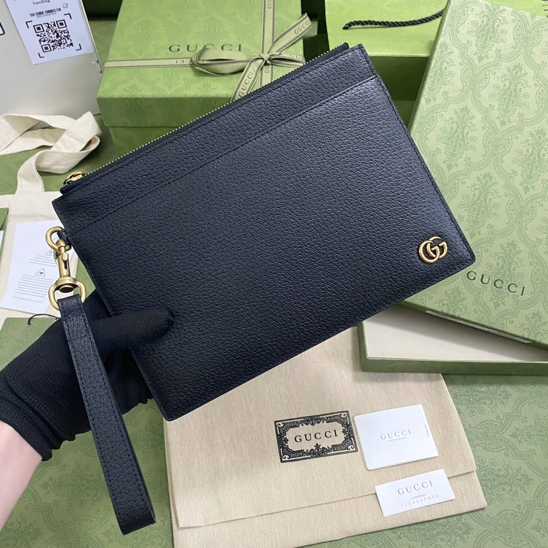 Gvc*1 GG Marmont Black Leather Pouch Replica 658562