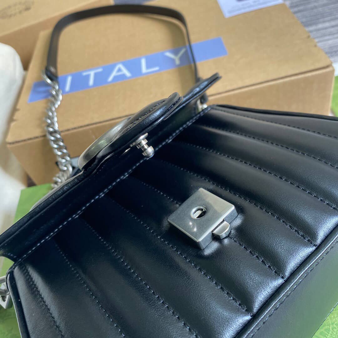 Gvc*1 GG Marmont Mini Top Handle Bag Replica Black 583571