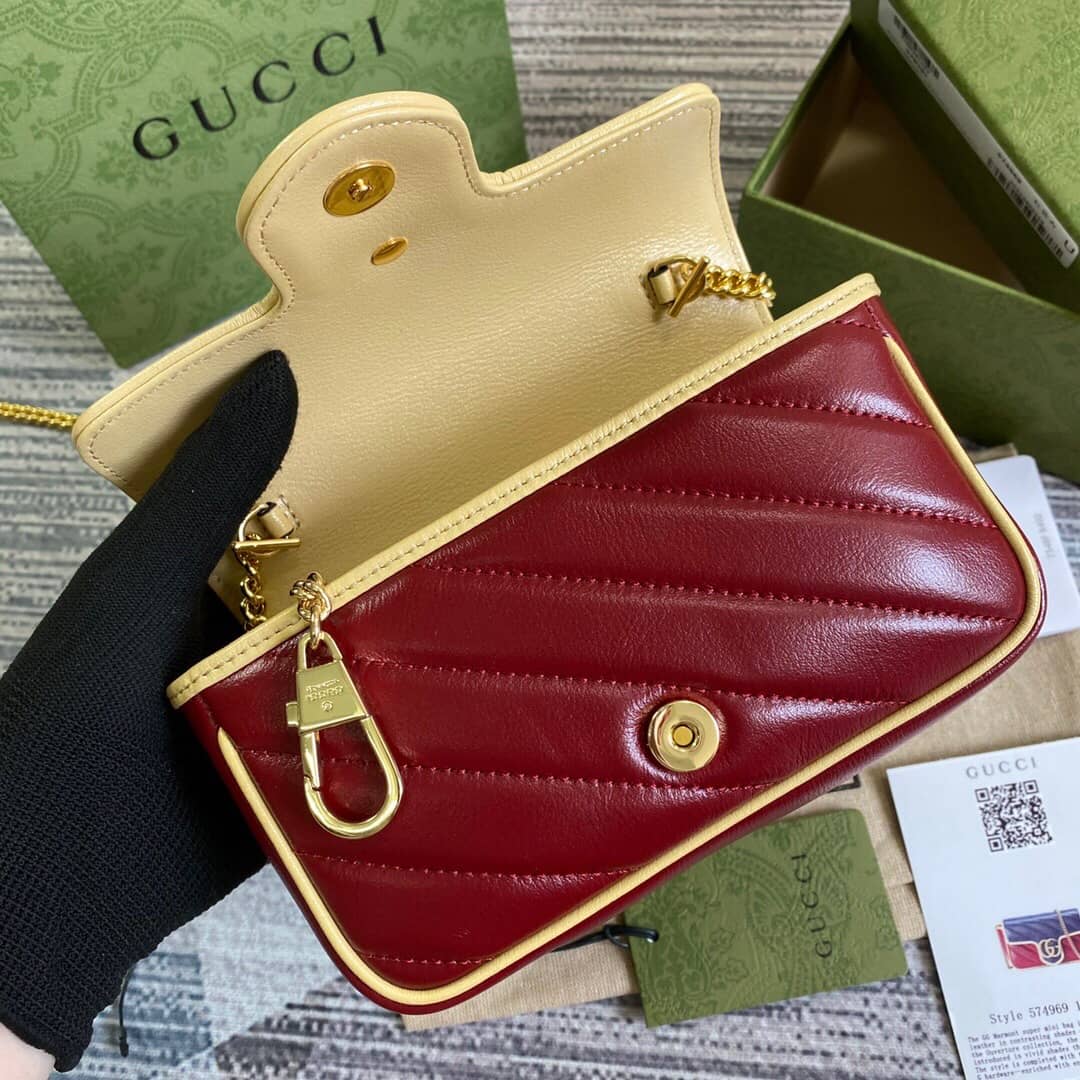 Gvc*1 GG Marmont Mini Matelasse Leather Shoulder Bag Replica Blue Red 574969