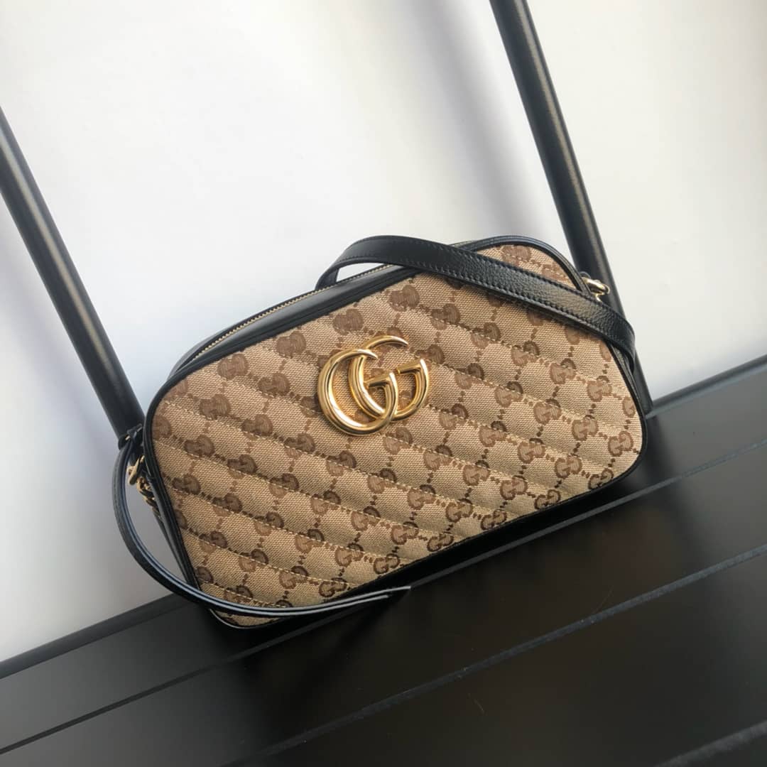 Gvc*1 Handbag Dupes GG Marmont Small Shoulder Handbag Camera Bag Replica Brown 447632