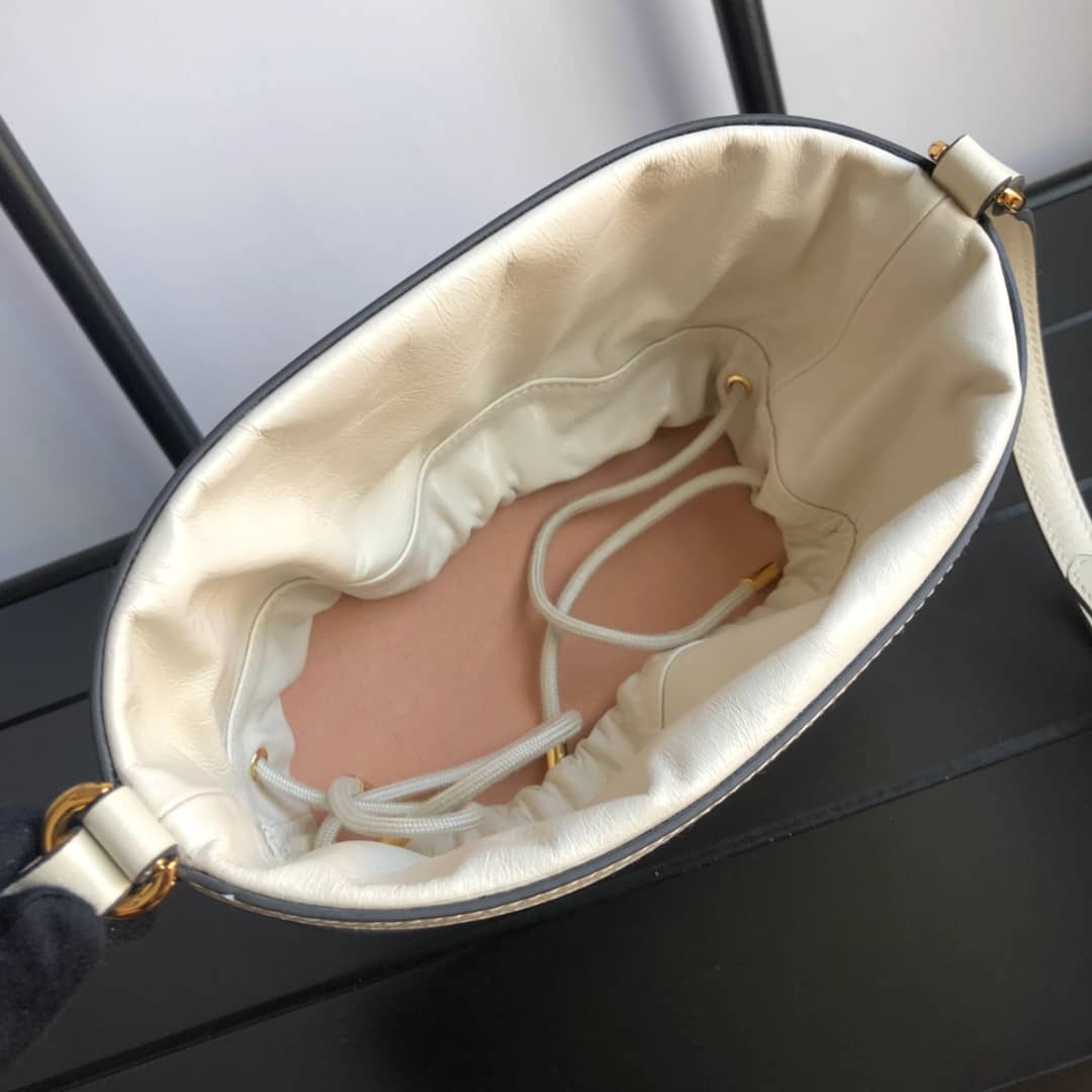 Gvc*1 1955 Horsebit Shoulder Bucket Bag Replica White 602118