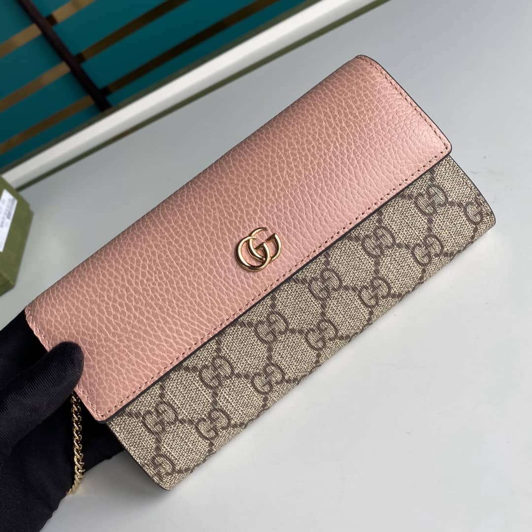 Gvc*1 GG Marmont Leather Chain Wallet Replica 546585