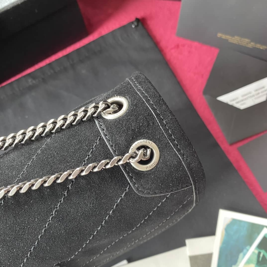 Y51 Dupes Bags Niki Small In Frosted Leather Black Bag