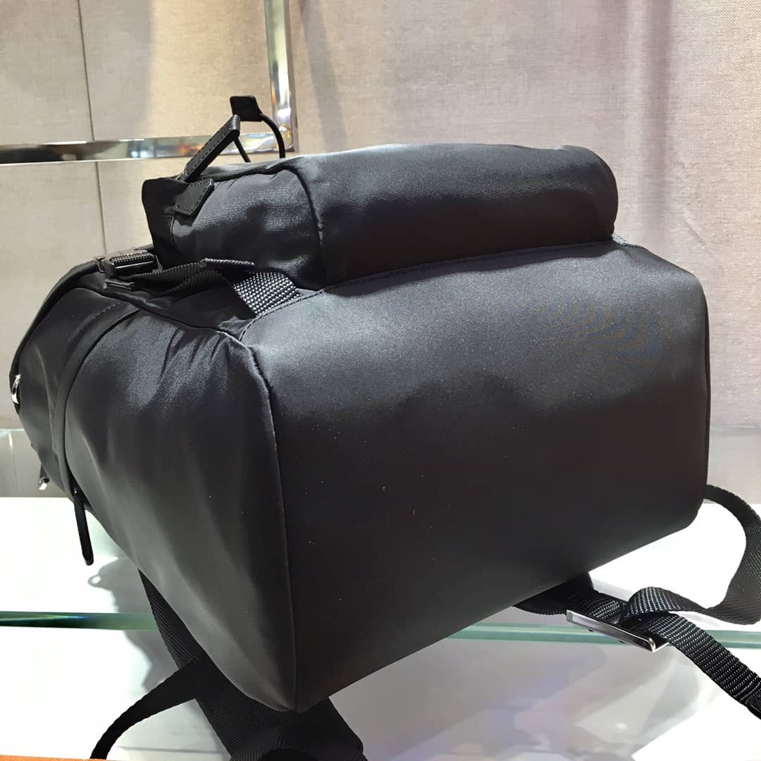 Pra*a Backpack Dupe Black Nylon Saffiano Leather