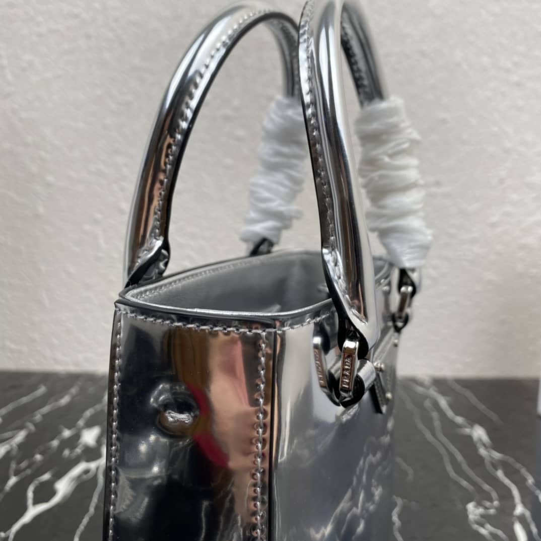 Pra*a Raffia Tote Dupe Small Brushed Leather Replica Tote