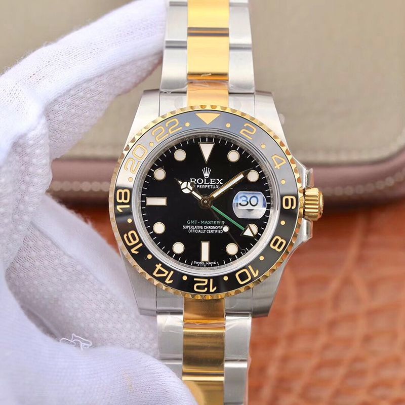 Replica R01ex GMT Master II 116713 LN 40mm EW Factory 1:1 Best Edition Swiss ETA2836 Stainless Steel Two Tone Bracelet