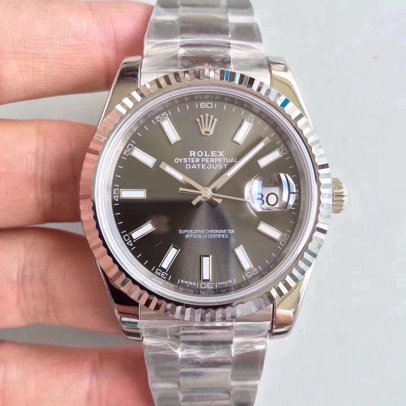 R01ex Dupe Datejust II M126334-0014 1:1 Best Edition Swiss ETA3235 Dark Rhodium Dial