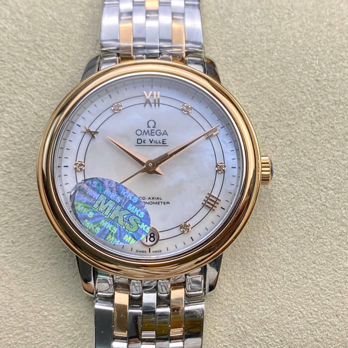 Replica 0me*ga De Ville 1:1 Best Edition MKS Factory Rose Gold D1am0nd Dial