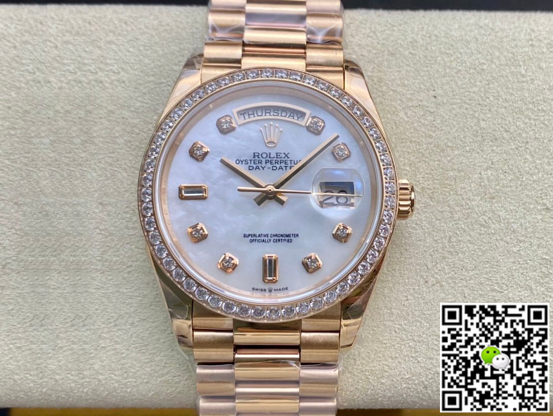 Replica R01ex Day Date 128238 1:1 Best Edition EW Factory V2 D1am0nd-set Bezel