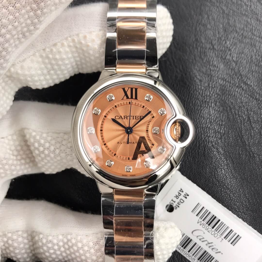 Replica Ballon Bleu De Ca*t1er 33MM 1:1 Best Edition V6 Factory Rose Gold Dial