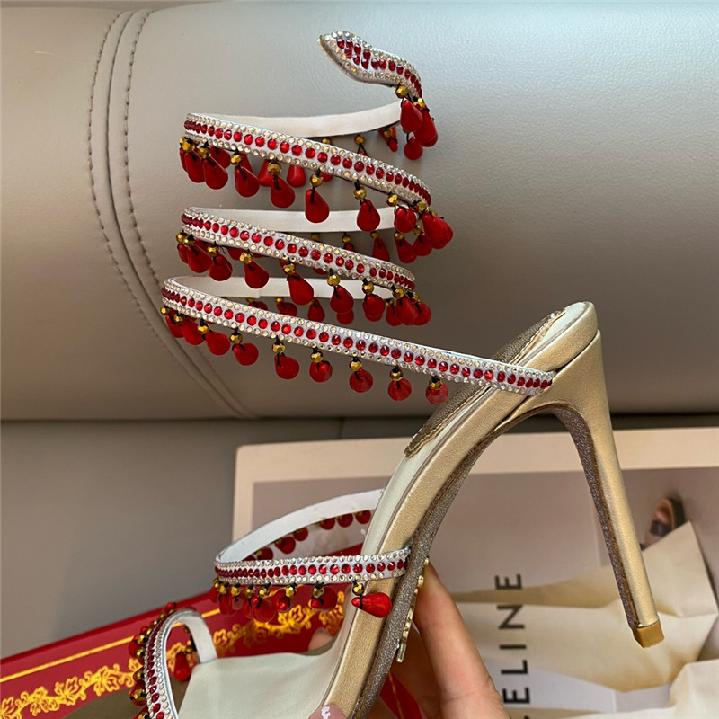 Rene Caovilla Classic Snake Wrap Sandals