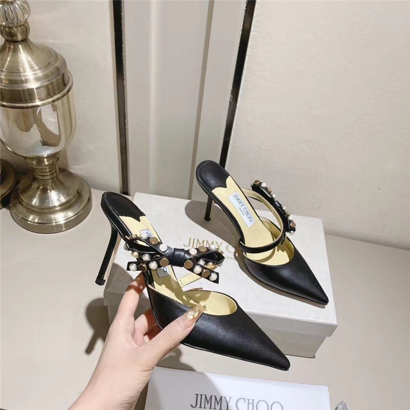 J1m*y Ch00 bow heels dupe Bow High Heel Sandals Slippers