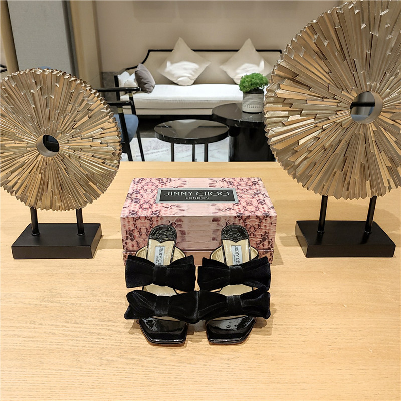 J1m*y Ch00 bow heels dupe bow crinkle sandals
