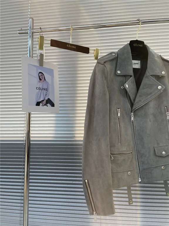 2022fw Sa1nt Lau*nt Real Leather Jacket