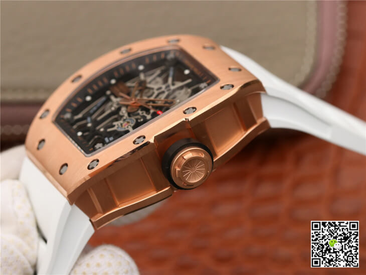 Replica Richard Mille RM035 Americas KV Factory 1:1 Best Edition Rose Gold White Strap
