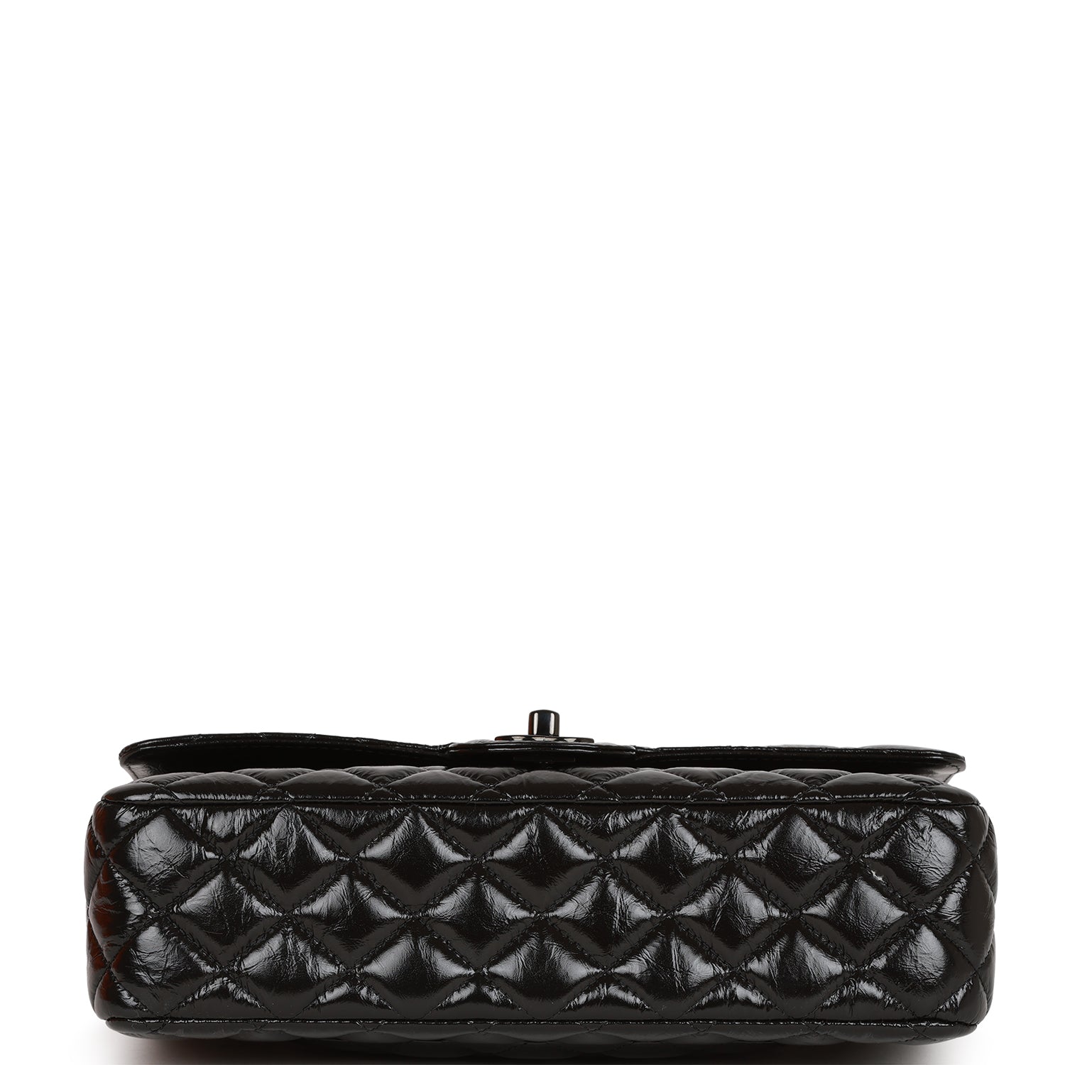 Ch**el Medium Classic Double Flap Bag SO Black Crumpled Calfskin Black Hardware