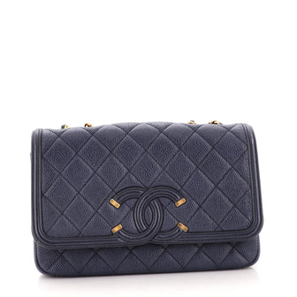 Ch**el Filigree Flap Bag Quilted Caviar Small